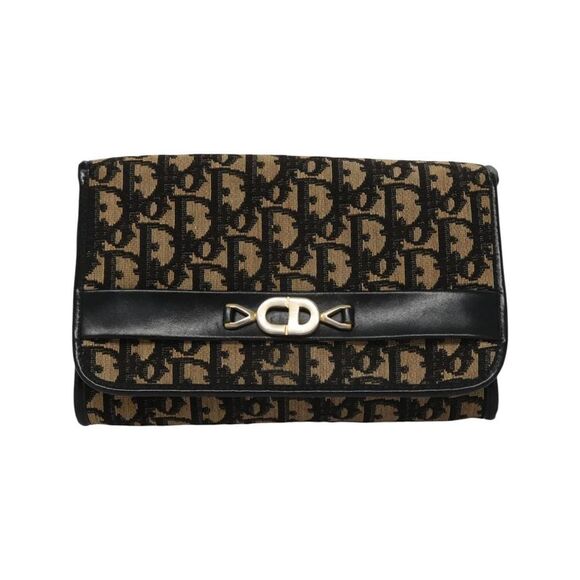 Pre Loved Dior Canvas Shoulder Bag Chain Strap Unisex Beige - Picture 2 of 8